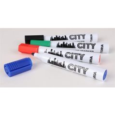   VICTORIA VISUAL Táblamarker készlet, 1-3 mm, kúpos, VICTORIA VISUAL "City", 4 különböző szín