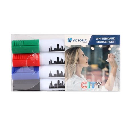 VICTORIA VISUAL Táblamarker készlet, 1-3 mm, kúpos, VICTORIA VISUAL "City", 4 különböző szín