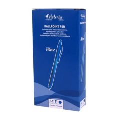   VICTORIA OFFICE Golyóstoll, 0,7 mm, nyomógombos, VICTORIA OFFICE, „Wave”, kék