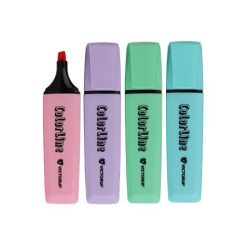   VICTORIA OFFICE Szövegkiemelő készlet, 1-5 mm, VICTORIA OFFICE, "ColorLine", 4 különböző pasztell szín