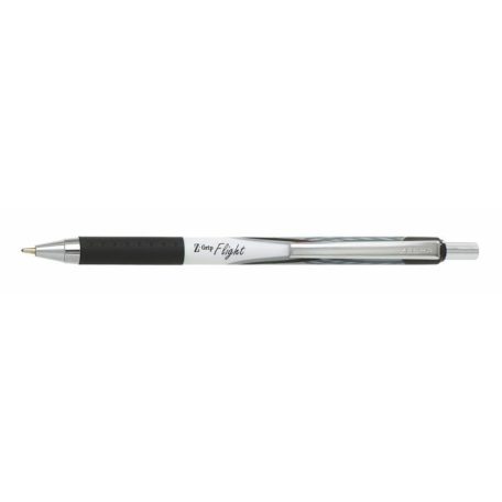ZEBRA Golyóstoll, 0,34 mm, nyomógombos, ZEBRA "Z-Grip Flight", fekete