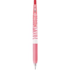  ZEBRA Zseléstoll, 0,33 mm, nyomógombos, csíkos test, ZEBRA "Sarasa Clip Pastel", pasztellpiros