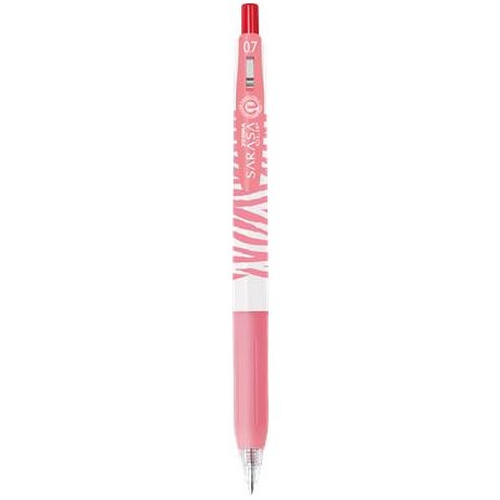 ZEBRA Zseléstoll, 0,33 mm, nyomógombos, csíkos test, ZEBRA "Sarasa Clip Pastel", pasztellpiros