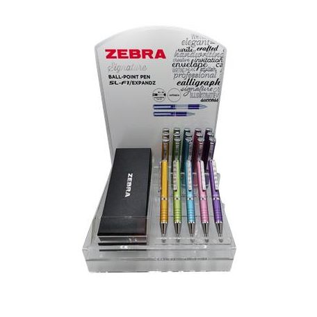 ZEBRA Golyóstoll display, 0,24 mm, teleszkópos, ZEBRA "SL-F1", kék, világos színek