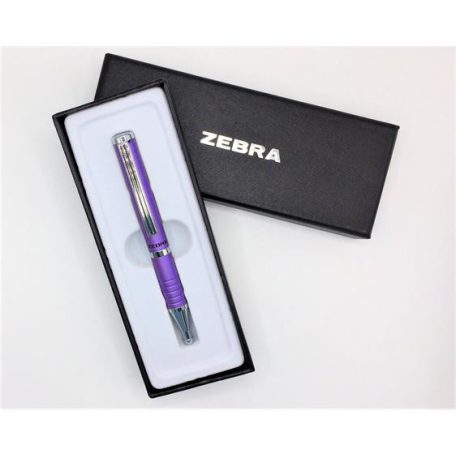ZEBRA Golyóstoll, 0,24 mm, teleszkópos, metállila tolltest, ZEBRA "SL-F1", kék