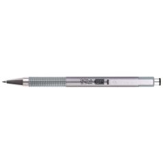  ZEBRA Golyóstoll, 0,24 mm, nyomógombos, ezüst tolltest, ZEBRA "F-301 A", kék