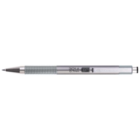 ZEBRA Golyóstoll, 0,24 mm, nyomógombos, ezüst tolltest, ZEBRA "F-301 A", kék