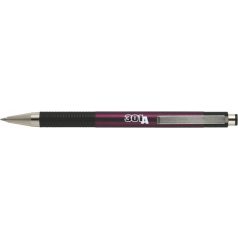   ZEBRA Golyóstoll, 0,24 mm, nyomógombos, mályva tolltest, ZEBRA "F-301 A", kék