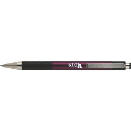 ZEBRA Golyóstoll, 0,24 mm, nyomógombos, mályva tolltest, ZEBRA "F-301 A", kék