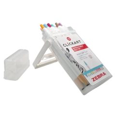   ZEBRA Filctoll készlet, nyomógombos, 0,6 mm, ZEBRA "Clickart" 12 különböző pasztell szín