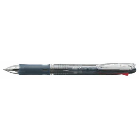 ZEBRA Golyóstoll, 0,24 mm, nyomógombos, négyszínű, ZEBRA "Clip-on Slim 4C", áttetsző