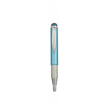 ZEBRA Golyóstoll, 0,24 mm, teleszkópos, rozsdamentes acél, világoskék tolltest, ZEBRA "Telescopic Metal Stylus", kék