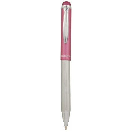 ZEBRA Golyóstoll, 0,24 mm, teleszkópos, rozsdamentes acél, pink tolltest, ZEBRA "Telescopic Metal Stylus", kék