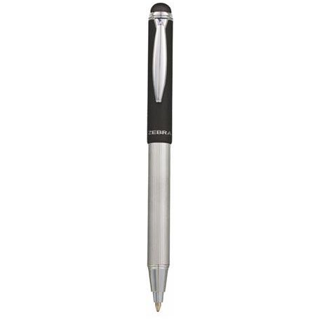ZEBRA Golyóstoll, 0,24 mm, teleszkópos, rozsdamentes acél, grafitszürke tolltest, ZEBRA "Telescopic Metal Stylus", kék