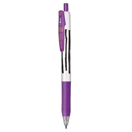 ZEBRA Zseléstoll, 0,33 mm, nyomógombos, csíkos test, ZEBRA "Sarasa Clip", lila