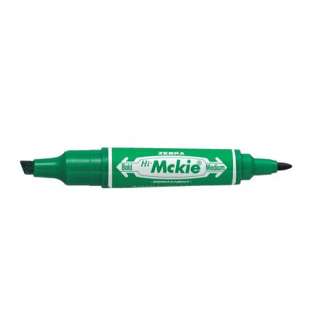 ZEBRA Alkoholos marker, 2,0/4,0 mm, kúpos/vágott, kétvégű, ZEBRA "Hi-Mckie", zöld