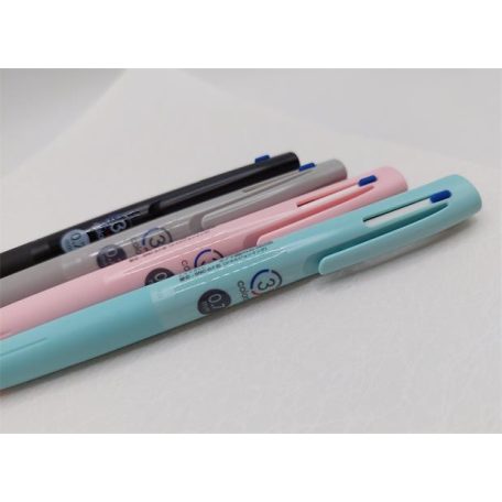 ZEBRA Golyóstoll, 0,24 mm, nyomógombos, háromszínű, ZEBRA  "bLen 3C", szürke test