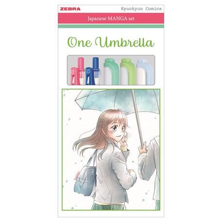 ZEBRA Írószer készlet, ZEBRA "Manga Set, One Umbrella", 5 darabos