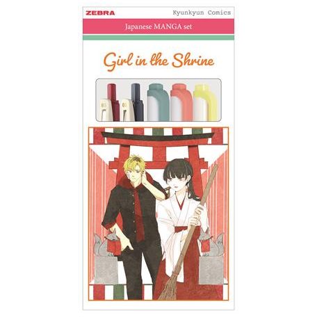 ZEBRA Írószer készlet, ZEBRA "Manga Set, Girl in the shrine", 5 darabos