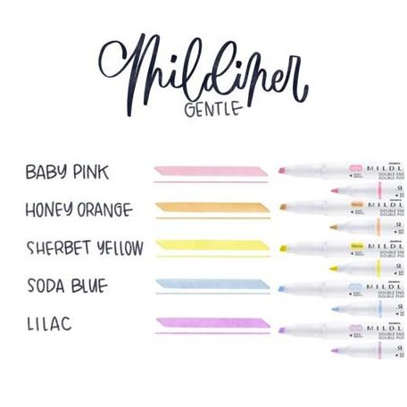 ZEBRA Szövegkiemelő készlet, 1,4/4 mm, kétvégű, ZEBRA "Mildliner Highlighter Gentle", 5 különböző szín