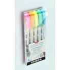ZEBRA Ecsetirón készlet, kétvégű ZEBRA "Mildliner Fluorescent", 5 szín