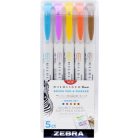 ZEBRA Ecsetirón készlet, kétvégű ZEBRA "Mildliner Warm", 5 szín