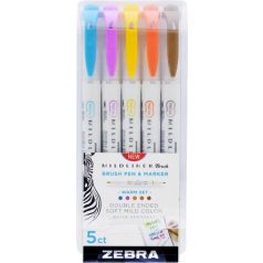   ZEBRA Ecsetirón készlet, kétvégű ZEBRA "Mildliner Warm", 5 szín