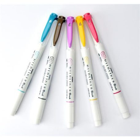 ZEBRA Ecsetirón készlet, kétvégű ZEBRA "Mildliner Warm", 5 szín