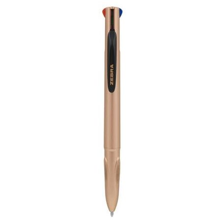 ZEBRA Golyóstoll, 0,37 mm, nyomógombos, négyszínű, ZEBRA "Smooth", rose gold