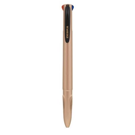 ZEBRA Golyóstoll, 0,37 mm, nyomógombos, négyszínű, ZEBRA "Smooth", rose gold
