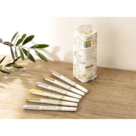 ZEBRA Szövegkiemelő készlet, 1,4/4 mm, kétvégű, ZEBRA "Mildliner Scented Fragrance", 6 különböző szín