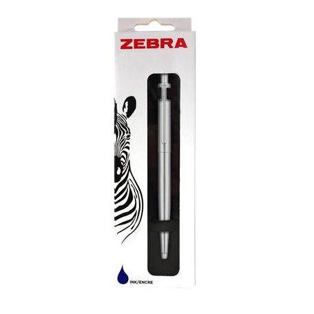 ZEBRA Golyóstoll, 0,24 mm, nyomógombos, ezüst színű klip, ezüst tolltest, ZEBRA "901", kék