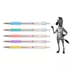 ZEBRA Golyóstoll, 0,24 mm, nyomógombos, rozsdamentes acél, pasztellkék tolltest, ZEBRA "F-301", kék