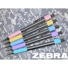 ZEBRA Golyóstoll, 0,24 mm, nyomógombos, rozsdamentes acél, pasztellkék tolltest, ZEBRA "F-301", kék