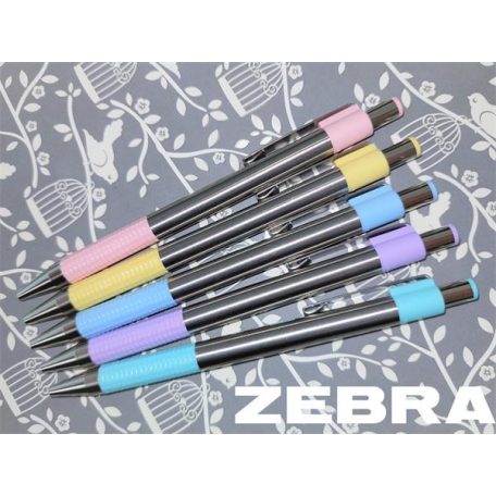ZEBRA Golyóstoll, 0,24 mm, nyomógombos, rozsdamentes acél, pasztellkék tolltest, ZEBRA "F-301", kék