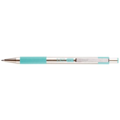 ZEBRA Golyóstoll, 0,24 mm, nyomógombos, rozsdamentes acél, pasztellzöld tolltest, ZEBRA "F-301", kék