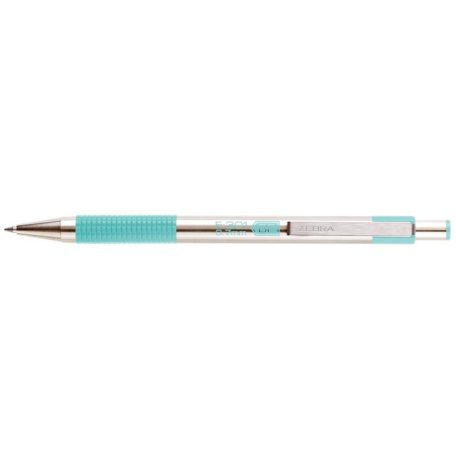 ZEBRA Golyóstoll, 0,24 mm, nyomógombos, rozsdamentes acél, pasztellzöld tolltest, ZEBRA "F-301", kék