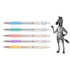   ZEBRA Golyóstoll, 0,24 mm, nyomógombos, rozsdamentes acél, pasztellzöld tolltest, ZEBRA "F-301", kék