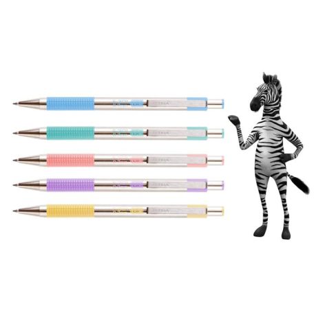 ZEBRA Golyóstoll, 0,24 mm, nyomógombos, rozsdamentes acél, pasztellzöld tolltest, ZEBRA "F-301", kék