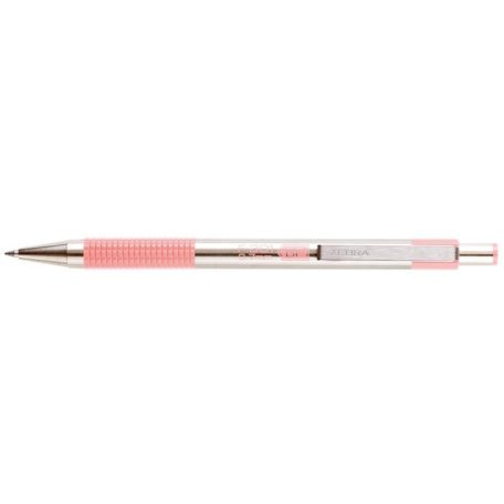 ZEBRA Golyóstoll, 0,24 mm, nyomógombos, rozsdamentes acél, pasztell rózsaszín tolltest, ZEBRA "F-301", kék