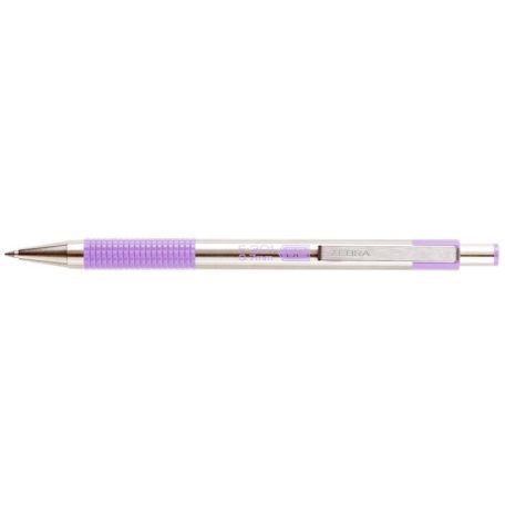 ZEBRA Golyóstoll, 0,24 mm, nyomógombos, rozsdamentes acél, pasztell-lila tolltest, ZEBRA "F-301", kék