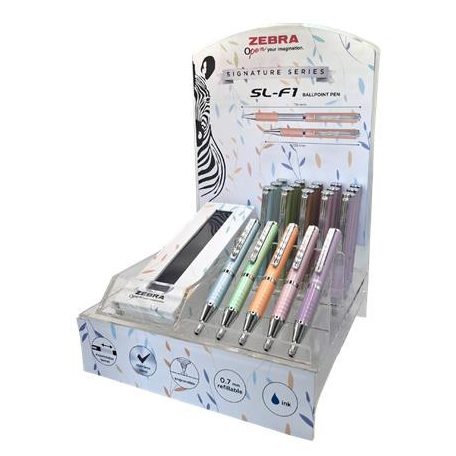 ZEBRA Golyóstoll display, 0,24 mm, teleszkópos, ZEBRA "SL-F1 B", kék, pasztell színek
