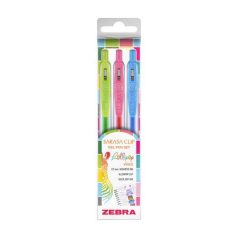   ZEBRA Zseléstoll készlet, 0,33 mm, nyomógombos, ZEBRA "Sarasa Clip Lollipop", 3 különböző szín