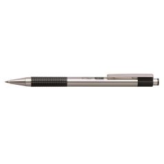   ZEBRA Golyóstoll, 0,24 mm, nyomógombos, rozsdamentes acél, fekete tolltest, ZEBRA "F-301", kék