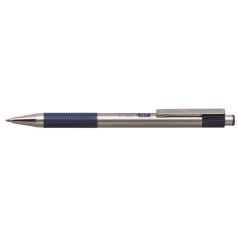   ZEBRA Golyóstoll, 0,24 mm, nyomógombos, rozsdamentes acél, kék tolltest, ZEBRA "F-301", kék