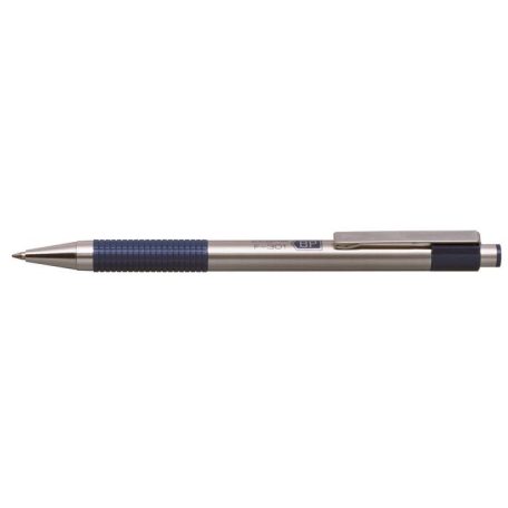 ZEBRA Golyóstoll, 0,24 mm, nyomógombos, rozsdamentes acél, kék tolltest, ZEBRA "F-301", kék