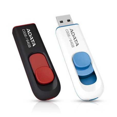 ADATA Pendrive, 64GB, USB 2.0, ADATA "C008", fehér