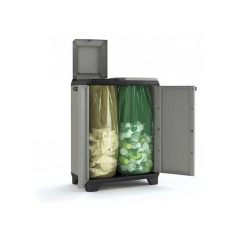   KETER Szelektív hulladékgyűjtő szekrény, műanyag, KETER "Planet", szürke/fekete