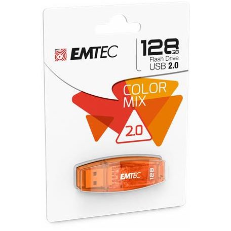 EMTEC Pendrive, 128GB, USB 2.0, EMTEC "C410 Color", narancssárga
