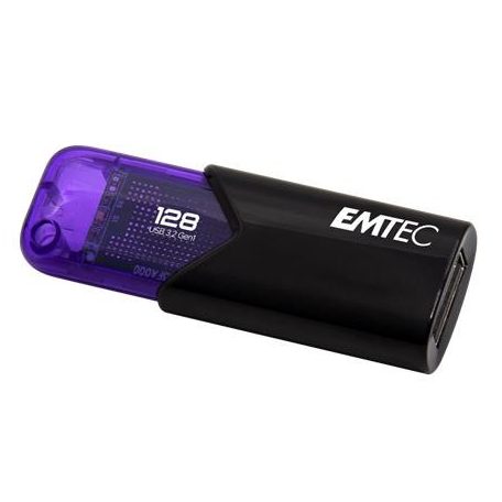 EMTEC Pendrive, 128GB, USB 3.2, EMTEC "B110 Click Easy", fekete-lila